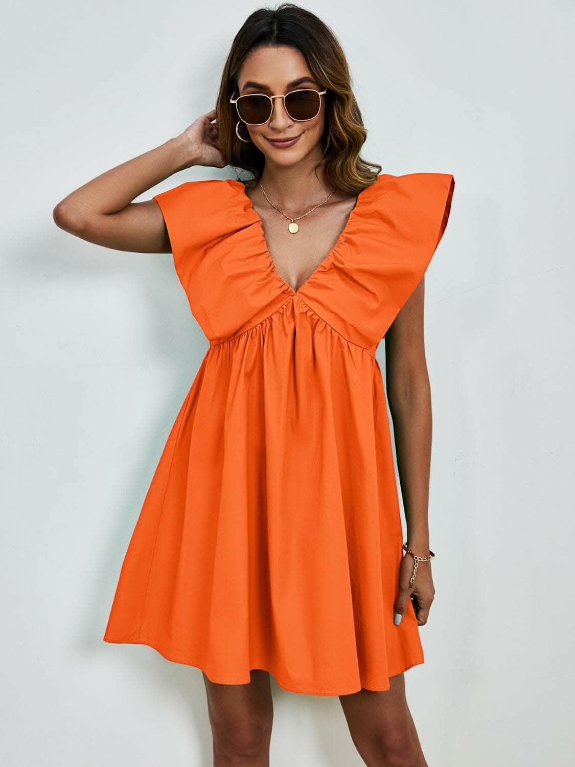 V-neck cap sleeve mini dress - Love Salve